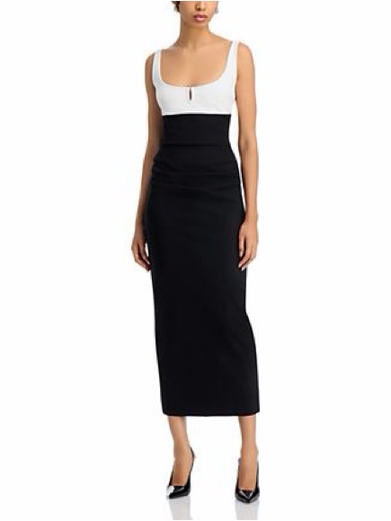 Chiara Boni Le Petite Robe Color Blocked Square Neck Midi Dress